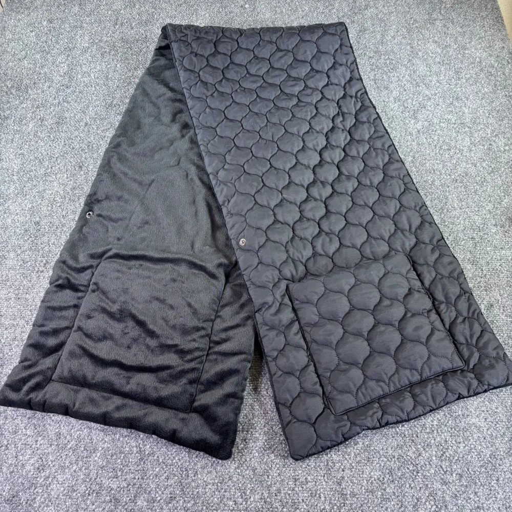 Unbranded Quilted Puffer Scarf Unisex OS Black Fleece Lined Pocket Wrap Gorpcore